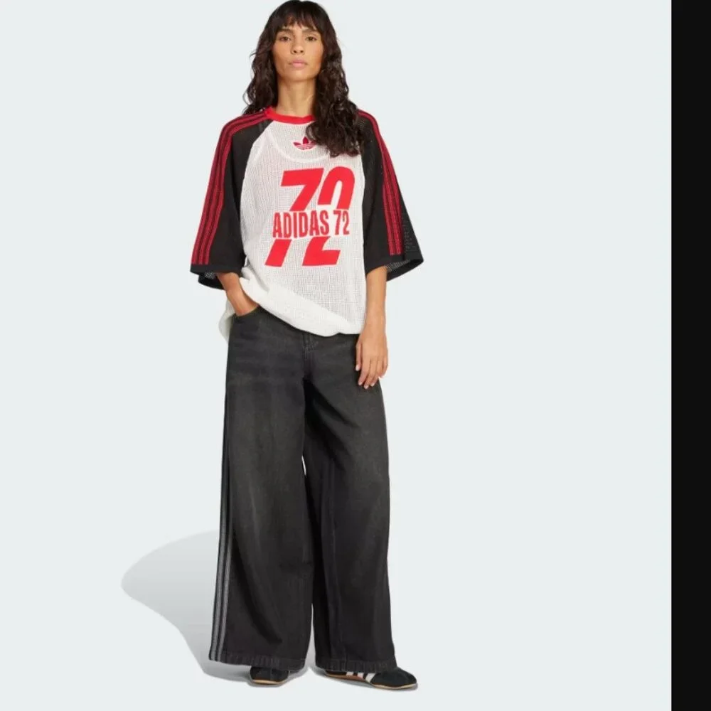 NWT Adidas Adicolor Adilenium Denim Wide Pants Women Size 30/30 - Picture 2 of 8